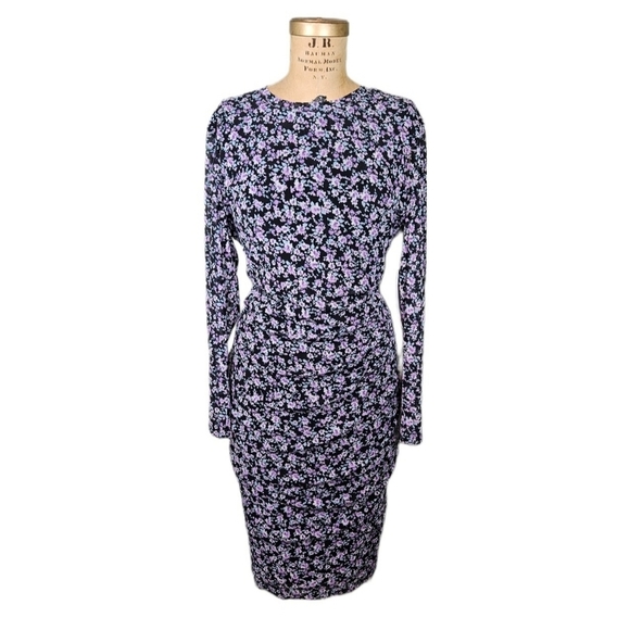 NWT Nine West Women's Floral-Print Ruched Mesh Midi Dress Size 16 Goth 90s Y2K - Picture 2 of 14